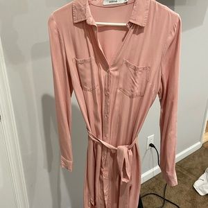 Button down dress with tie